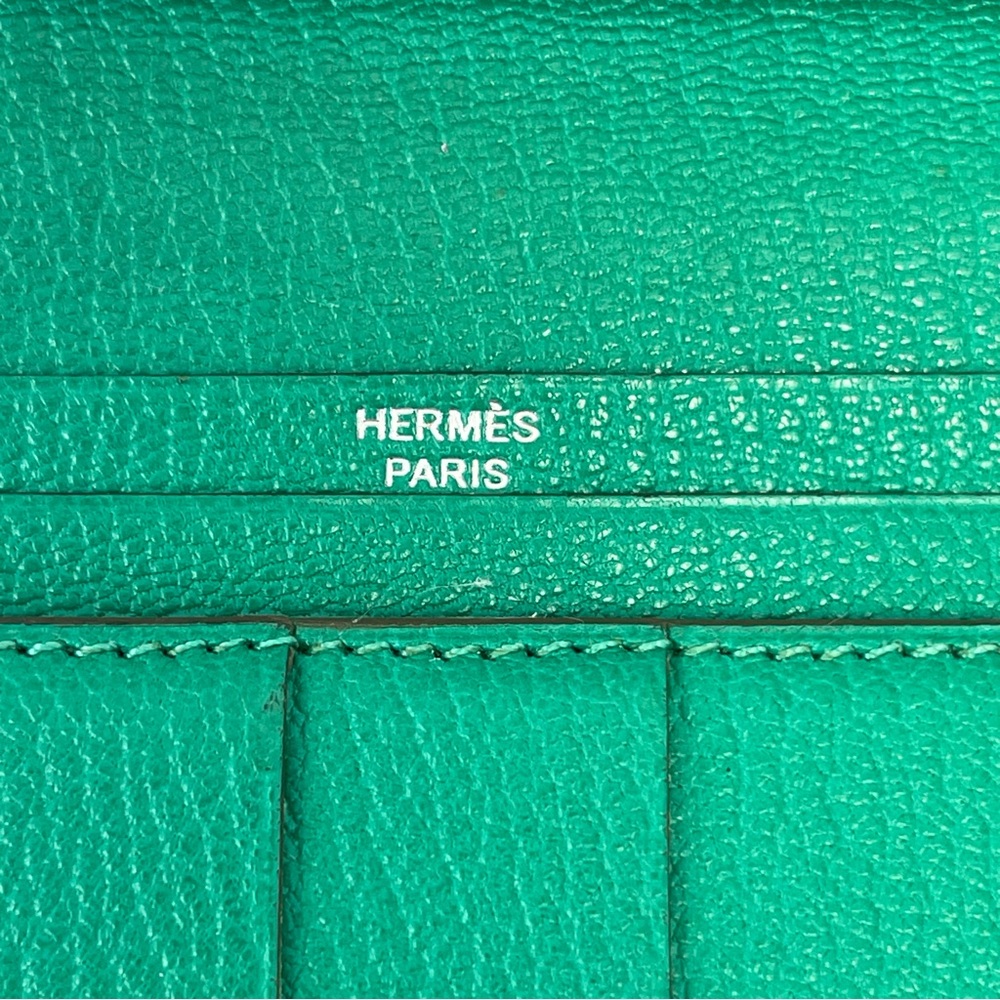Hermès Bearn Soufflet Wallet in Green Epsom Leather - Preowned - Picture 11 of 15